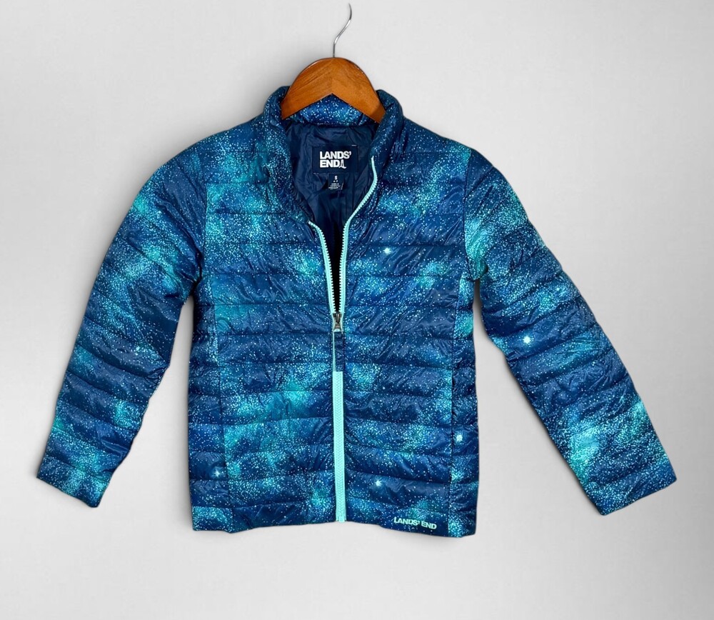 Lands End Primaloft Jacket 100% Polyester Navy Insulated Lightweight